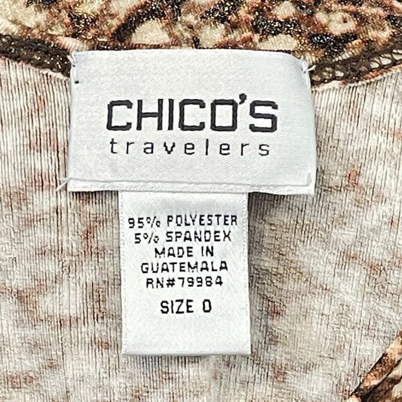 New Chico's Travelers Tank Top Blouse 0 Small Animal Reptile Print Shiny Sheen - Picture 3 of 4